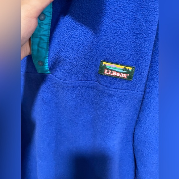 L.L.Bean Vintage Blue Fleece Pullover Size M - Picture 4 of 5